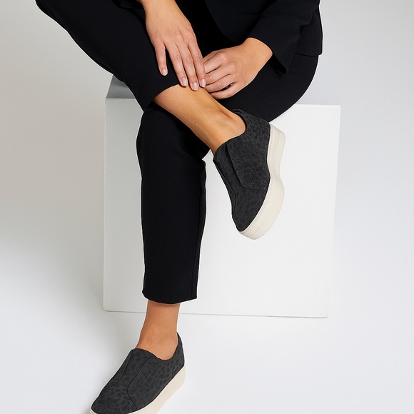 J Slide Shoes - J/Slides Heidi Platform Slip On Sneakers Leather Leopard Print Women 9.5M